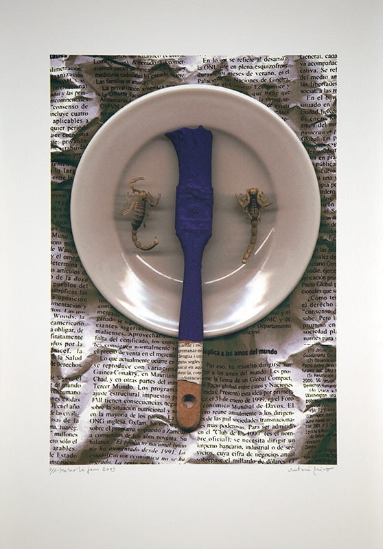 MATAR LA FAM 2003 (Gràfica digital sobre paper, 112x75) tirada 9/9+ P/A. Antoni Miró