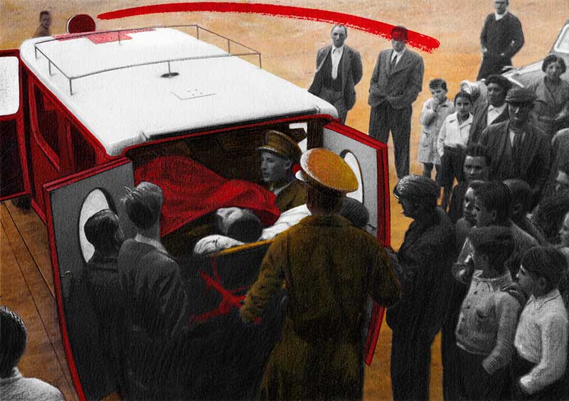 AMBULÀNCIA I FERITS 2012 (Gràfica digital sobre llenç, 114x162) Antoni Miró