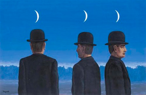 Apareixen les figures d’homes amb bombí que poblen els quadres de René Magritt