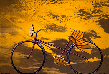 BICI AÈRIA 1996 (Acrílic s/ taula, 68x98) Antoni Miró