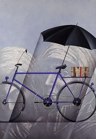 BICI DE PLUJA 1995 (Acrílic s/ taula, 98x68) Antoni Miró