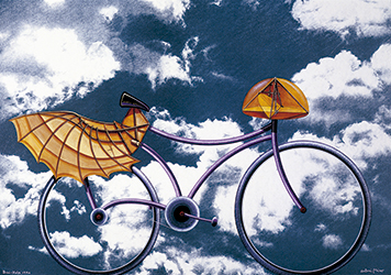 BICI-VOLA 1996 (Acrílic s/ taula, 68x98) Antoni Miró